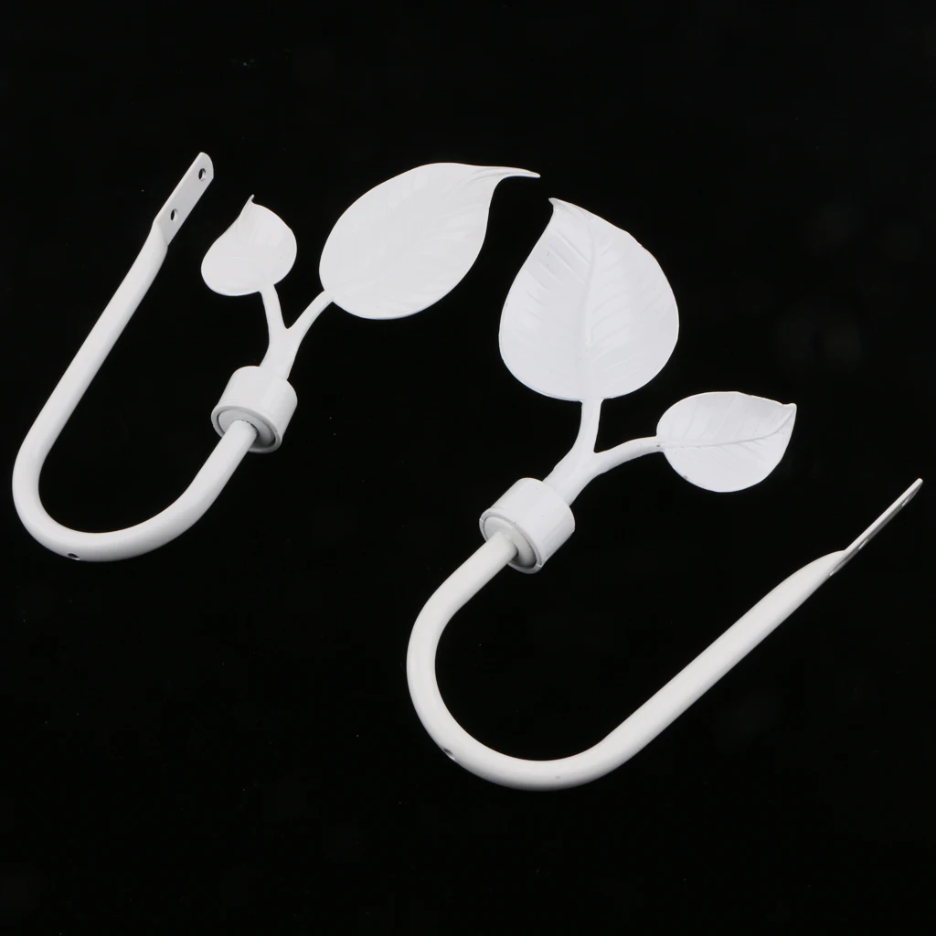 Pair U Shaped Metal Leaves Design Curtain Hooks Window Curtian Drapery Blinds Tieback Hangers Holders