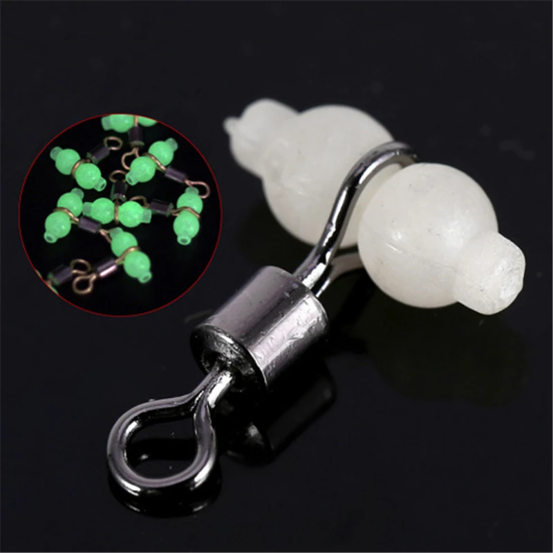 50PCS Crossline Rolling Fishing Swivels Luminous 3 Way Swivels Line Connector