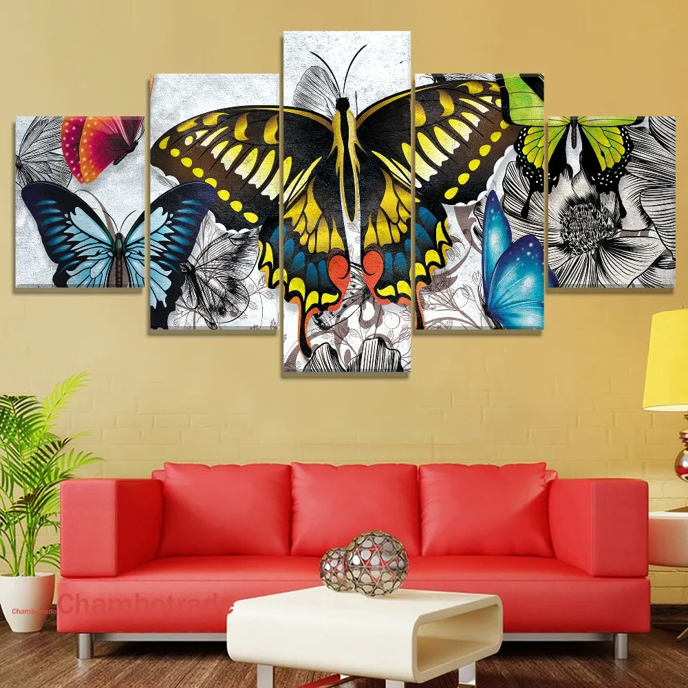 Красочные художественные бабочка животных Картина высокое качество холст