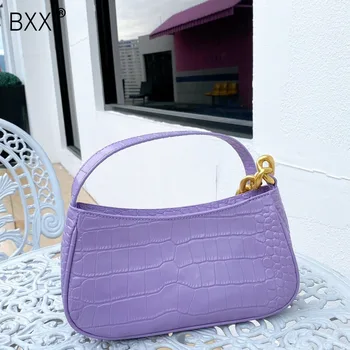 

[BXX] Crocodile Pattern Shoulder Genuine Leather Crossbody Bags For Women 2020 Simple Shoulder Handbags Female Travel Bag HN063