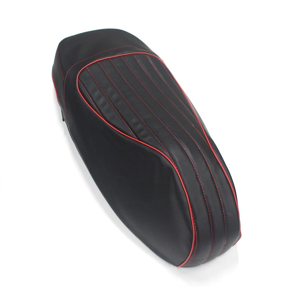 Pokhaomin Sitzbezug aus schwarzem/rotem Sattelleder für Vespa GTS 300 GTS 125 150 250 300 – Detail 9