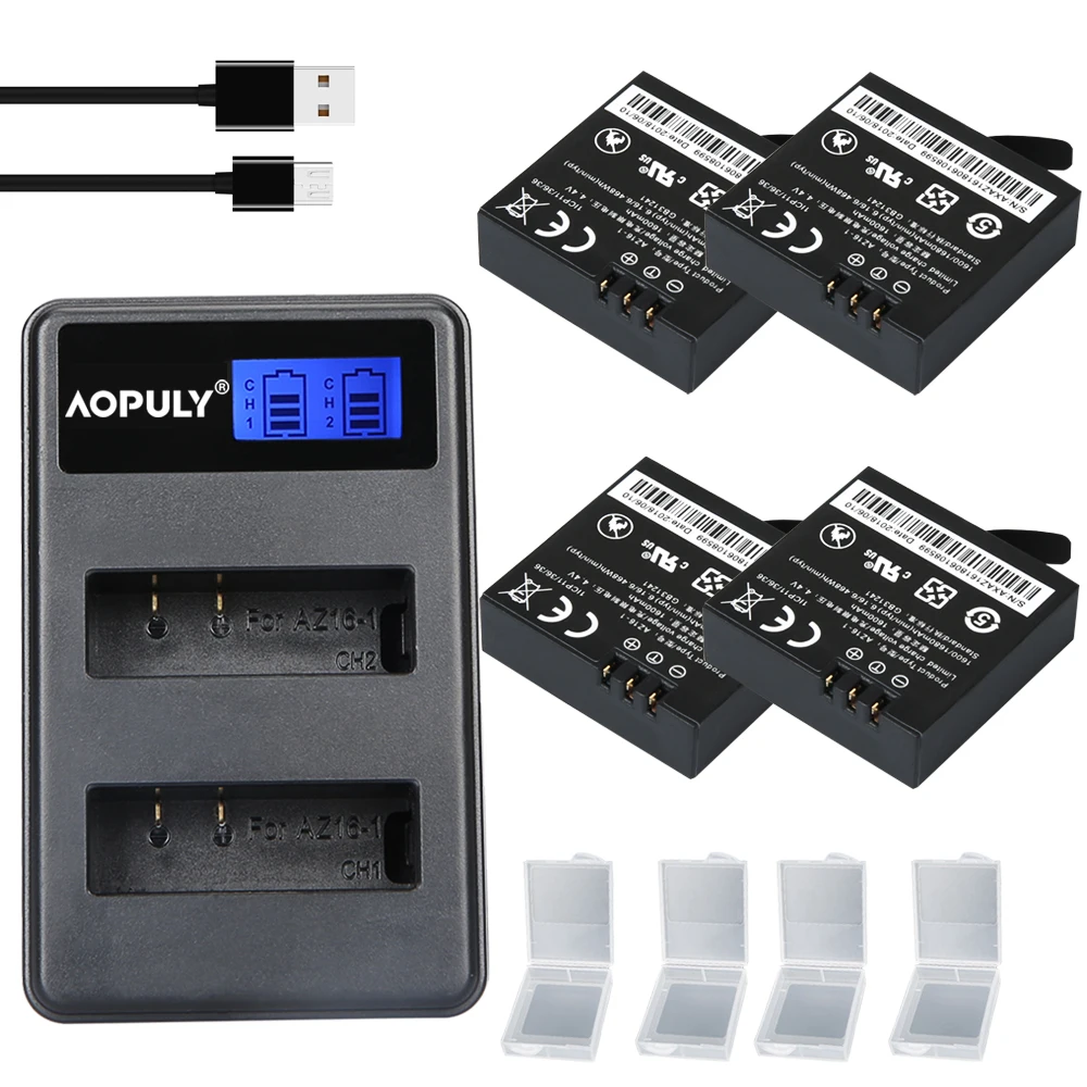Аккумуляторная батарея AOPULY AZ16-1 для Xiaomi Yi 2 4K аксессуары экшн-камеры XiaoYi II |