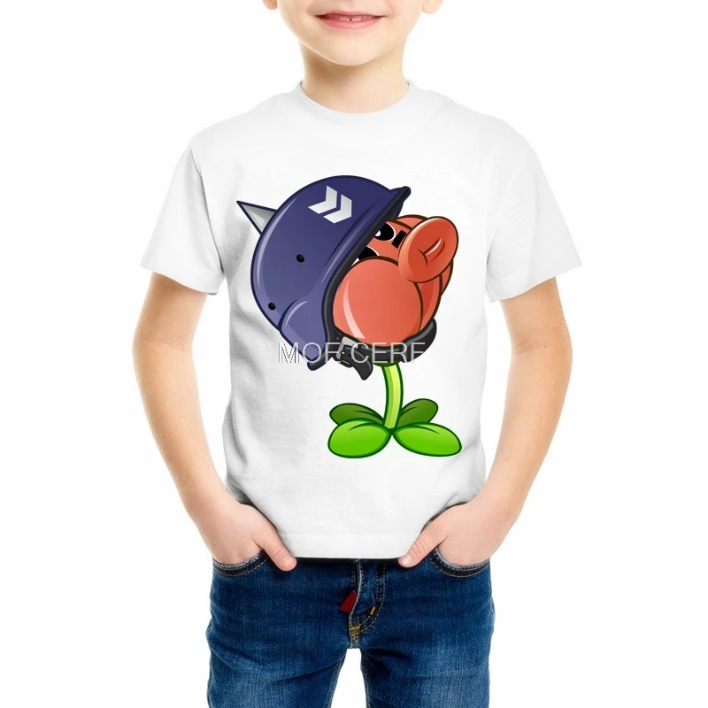 Детская футболка с изображением пирата из мультфильма «растения против зомби» дизайнерская детская одежда для мальчиков-подростков, одежда для малышей футболки для девочек 55C-4 - Color: 4