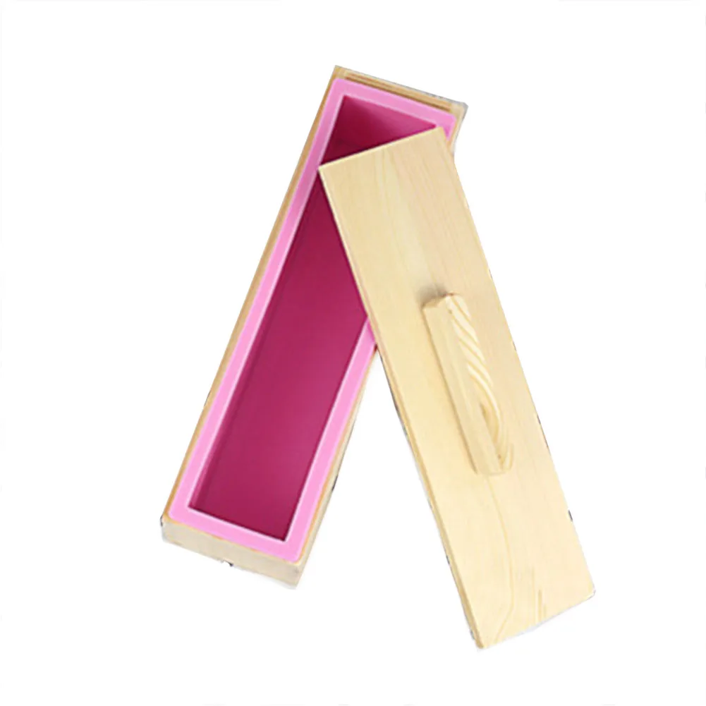 Pink 1,2 кг тост Мыло плесень набор крышка ручной работы DIY Многофункциональный торт деревянный ящик прямоугольник инструмент выпечки делая прочное силиконовое покрытие - Цвет: Pink