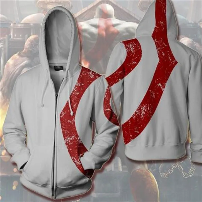 Игра God Of War cosplay Kratos толстовка на молнии костюм для мужчин и женщин ролевые игры свитер черный и белый Новинка 2019New