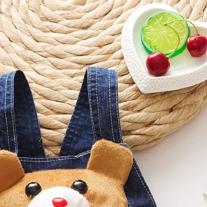 DIIMUU Infants Summer Fashion Kids Boys Denim Short Overalls Clothes Child Boy Casual Cartoon Print Short Pants Clothing Bottoms