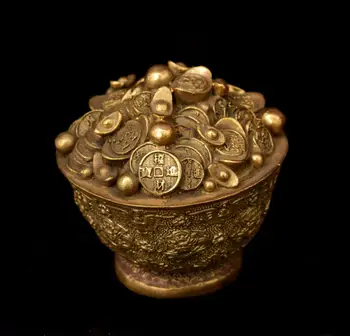 

Copper Statue Factory direct selling brass treasure basin, Yuanbao bowl, Zhaocai Fengshui ornament, opening gifts, home ornamen