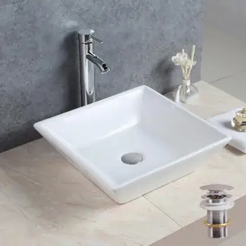 

Modern Square Shape Bathroom Sink High-grade White Ceramic Cloakroom Hand Wash Basin Tool