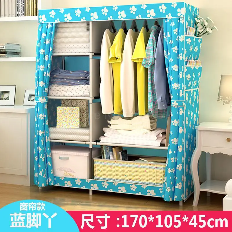 Шкаф для одежды, простой Тканевый шкаф для дома, шкаф для одного общежития в сборе, подвесной простой стальной шкаф для хранения детей - Цвет: ml6