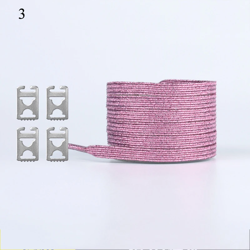 Creative Casual Elastic Magnetic Shoelaces Buckle Lazy Shoelaces Gold Silver Colorful Stretch Locking Lazy Shoelaces Strings - Color: 3