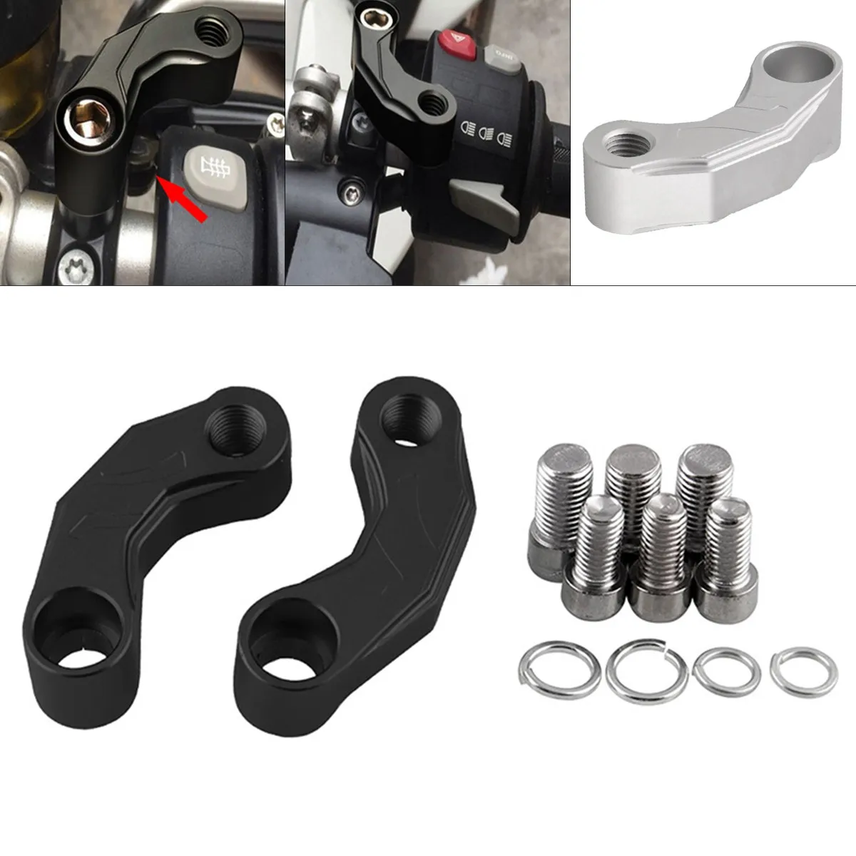 Motorcycle Mirrors Riser Extension Bracket Mount Adapter Fit for BMW