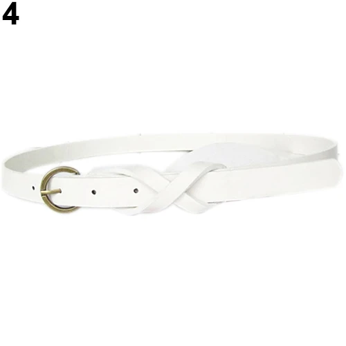 Womens belt Vintage Casual Simple Thin Waist Belt Faux Leather Metal Buckle Skinny New Female seatbelt - Цвет: Белый