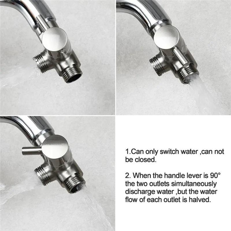 Diverter Valve Shower Head Diverter Valve T Adapter Valve Shower Head Adapter 3 Way Brass Shower Arm Adapter G1/2&rsquo;&rsquo; Shower Diverter Valve for Handheld Head and Fixed Head