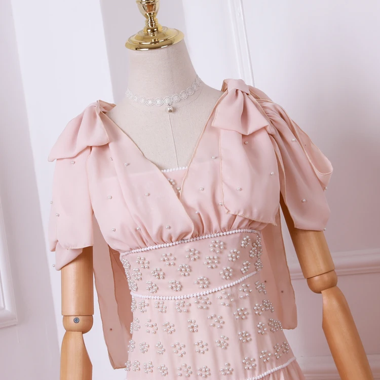 Роскошные вечерние платья для женщин,, сексуальное платье с v-образным вырезом, с бантом, бисером, аппликацией, миди, асимметричное вечернее длинное платье