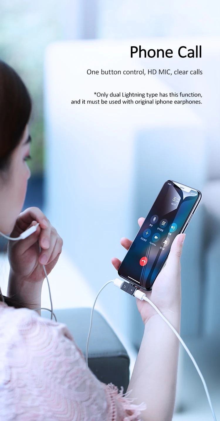 USAMS 2 в 1 для apple Lightning до 3,5 мм разъем для наушников адаптер для iPhone xs max xr 8 7 6 plus 11 аудио зарядное устройство конвертер aux