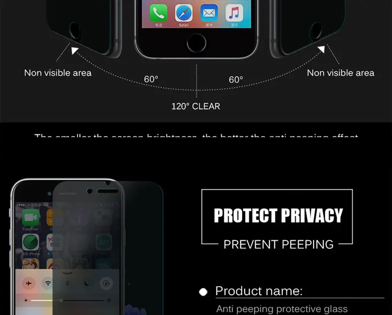Антишпионское Защитное стекло для iPhone 6, 6 S, 7, 8 Plus, X, XS, XR, закаленное защитное стекло для экрана, Защитная пленка для iPhone Xs Max