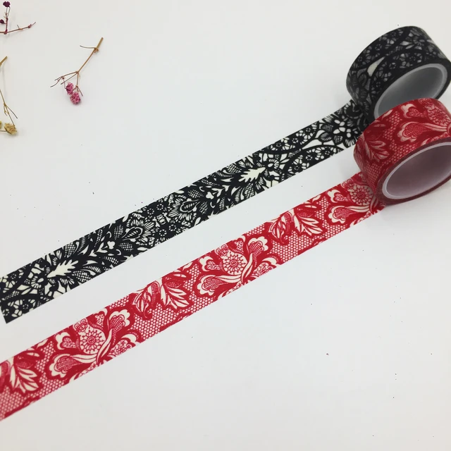 Beautiful high quality washi paper tape/20mm*5m Red lace and Black lace  design masking japan washi tape