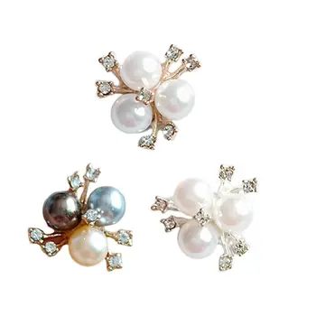 

10Pcs/Set Faux Pearl Rhinestone Flower Embellishments Brooch Flatback Buttons for DIY Crafts Wedding Party Accessories