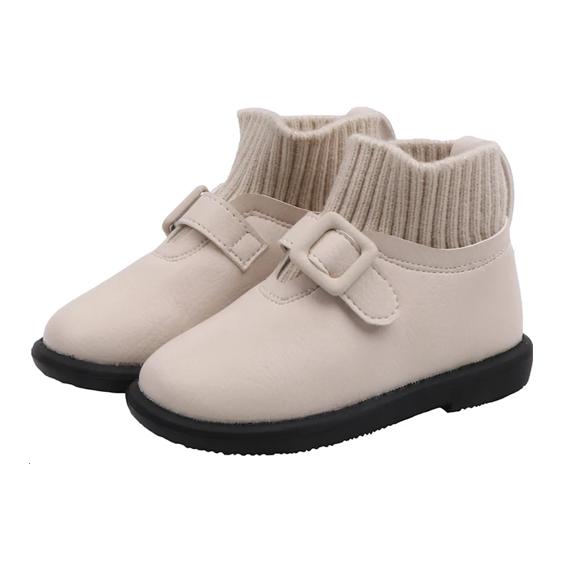 CNFSNJ new Autumn Winter Children sneakers PU Flock Leather Ankle Boots Kids Warm Boots Girls Fashion Shoes 21-25