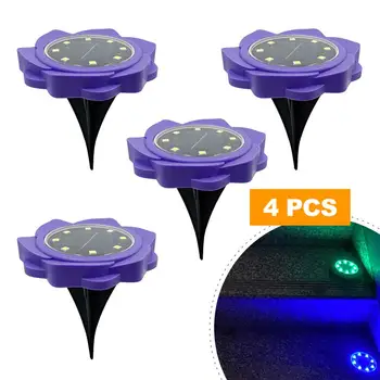 

8LEDs Colored Ground Light Petal Shape Solar Powered Garden Landscape Lawn Lamp Buried Light Outdoor Road Stairs Decking light