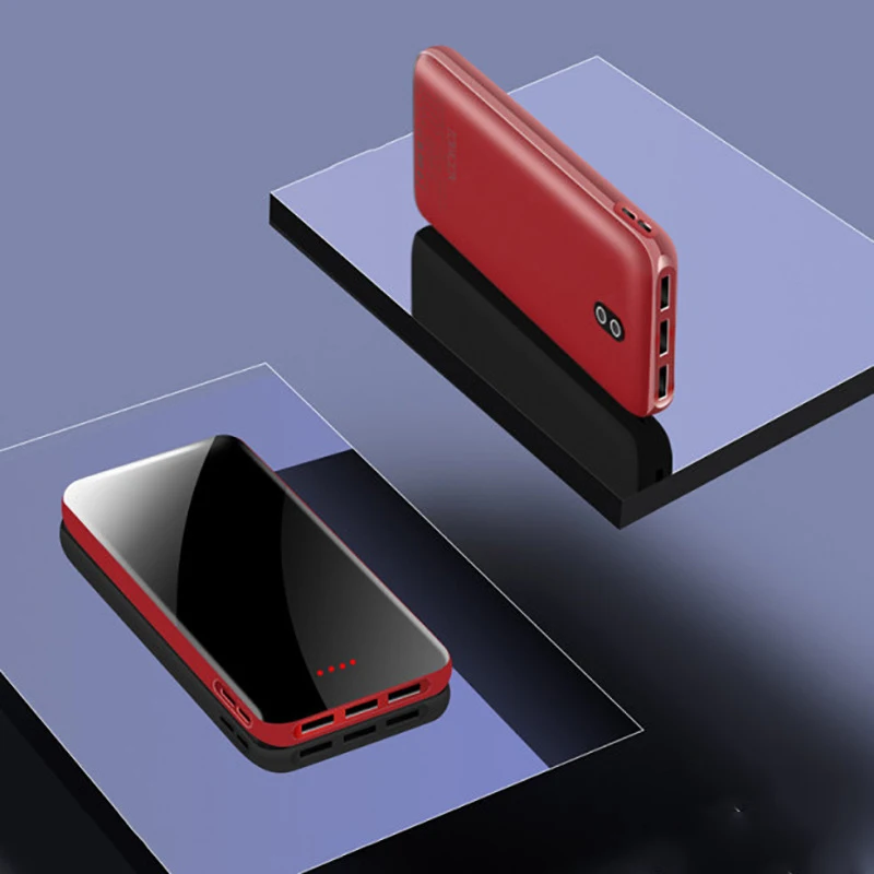 Портативное зарядное устройство 20000 мАч, внешний аккумулятор для iPhone 11, samsung, внешний аккумулятор, внешний аккумулятор с ЖК-дисплеем, фонарик, повербанк - Цвет: Красный