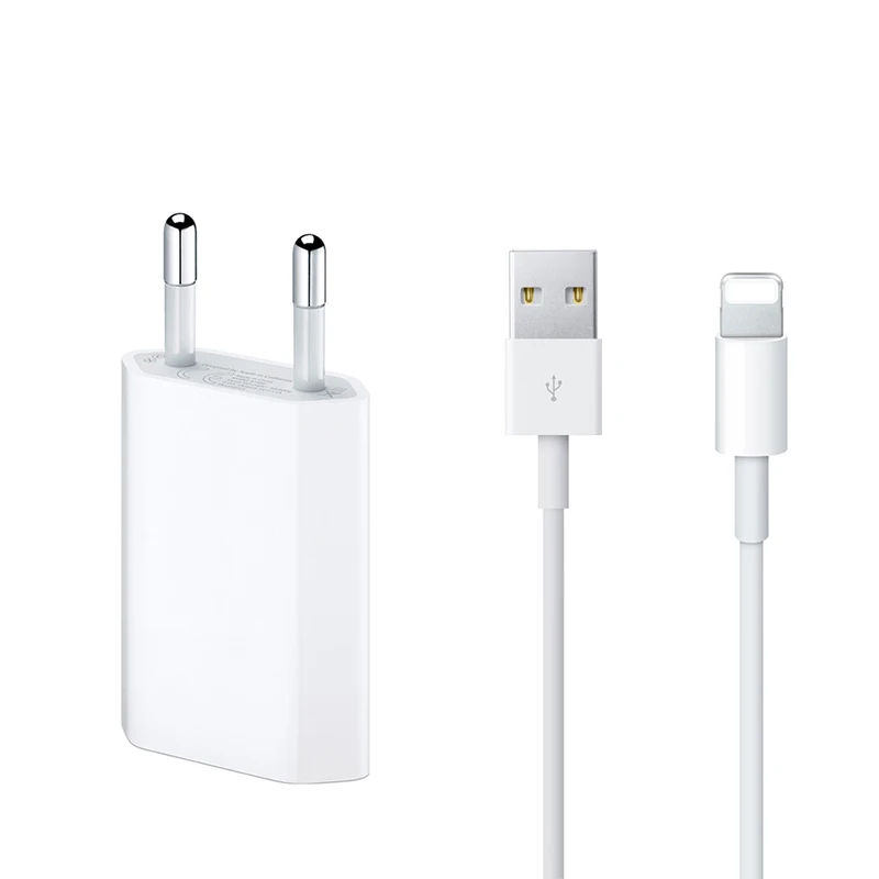 5 Вт USB зарядное устройство для Apple iPhone 11 XR XS 4S 5 5c 5S 6s 7 8 Plus iPad iPod евро вилка 5 в 1 а AC настенный адаптер питания для путешествий - Тип штекера: EU Plug and Cable