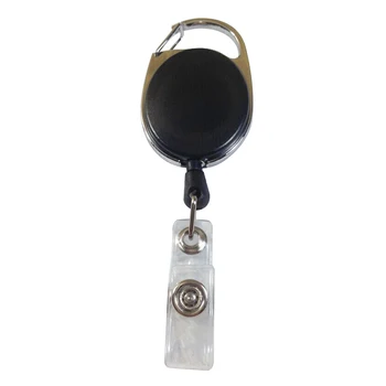 

Carabiner Badge Reel with Key Ring for ID Badge (4 Piece, Black)
