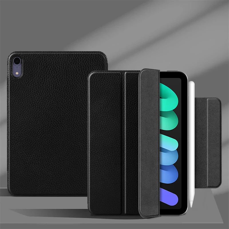 

Case Cowhide For iPad mini 6 Cover Genuine Leather Ultra Thin Smart Magnetic cases for new iPad Mini6 2021 Tablet Shell Auto UP