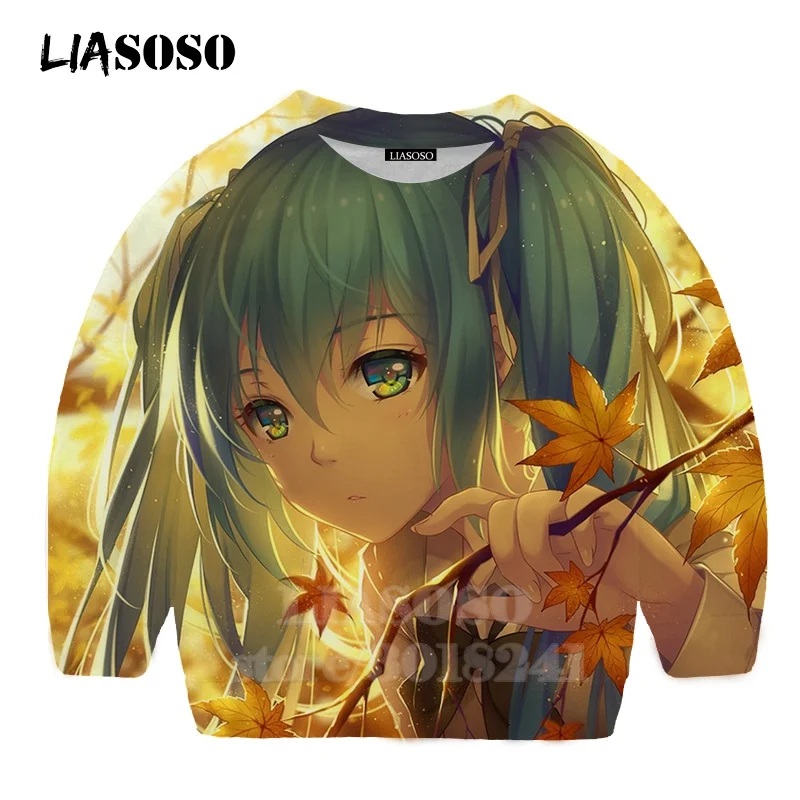 2 LIASOSO детей толстовки 3D принт аниме девочка Hatsune Толстовка Miku в уличном стиле для детей в стиле хип-хоп для мальчиков и девочек; Верхняя детская одежда свитер для подростков B174-1 - Цвет: 2
