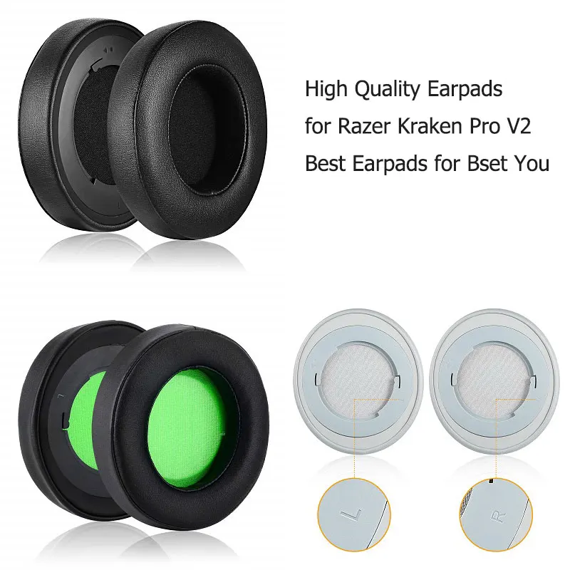 Replacement Earpads for Razer Kraken Pro V2 Gaming Headset Headphones Repair Parts Ear Pads with Plastic Oval Earpads
