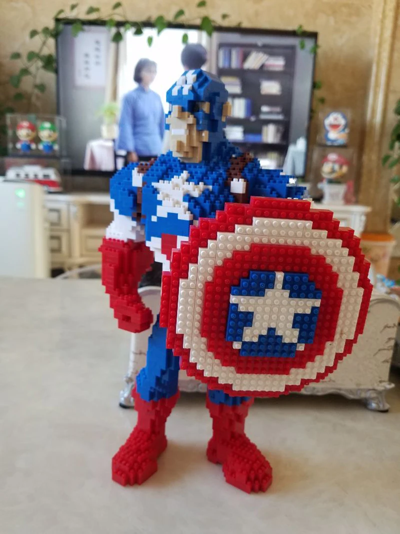 Marvel Мстители Капитан Америка герой DIY 3D модель алмаз Мини Строительные маленькие