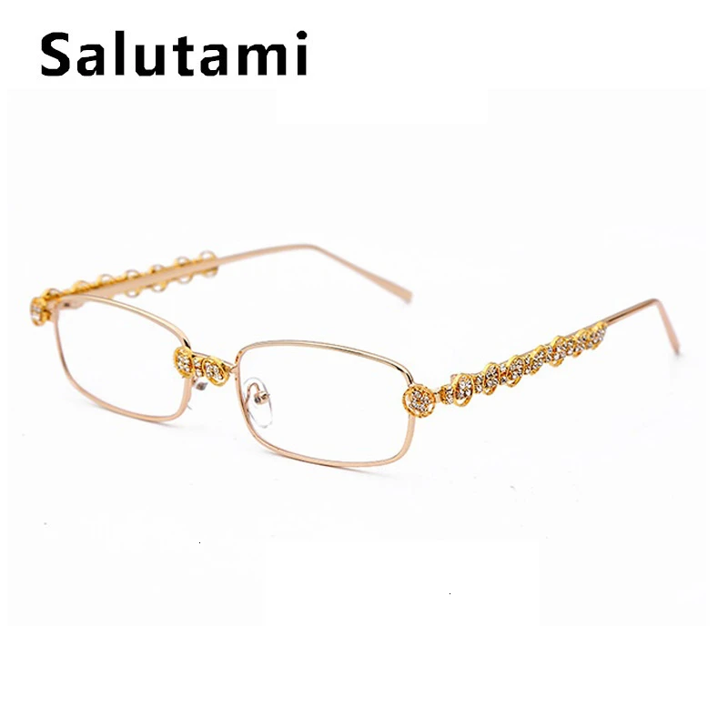 Square Crystal Party Prom Sunglasses For Women New Fashion Alloy Rhinestone Frame Chic Eyewear Female Sexy Small Shades Ins - Lenses Color: gold clear