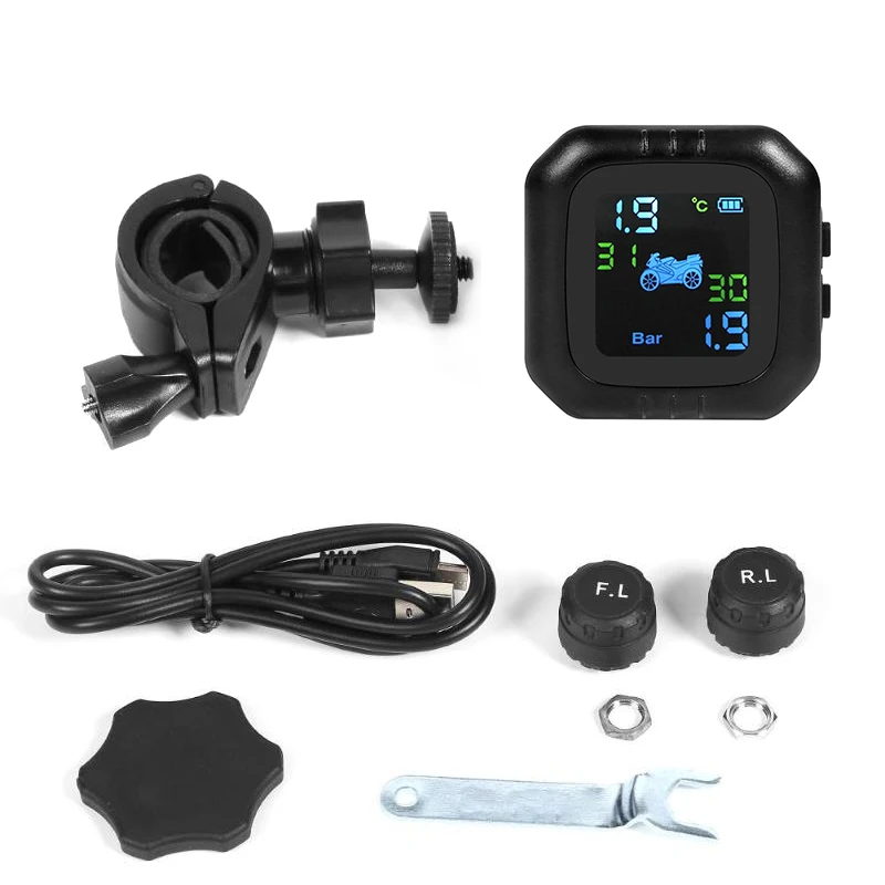 Новая беспроводная ЖК-система контроля давления в шинах мотоцикла TPMS 2 Внешний датчик монитор в реальном времени Аномальная сигнализация