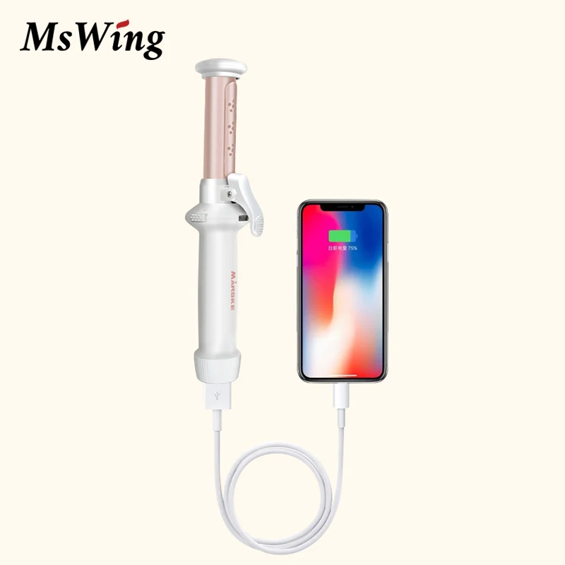 Dropshipping Mini Cordless Ceramic Hair Curler USB Rechargeable Curling Iron Curler Styler Hot Tools Wavy Hair Styler Wand