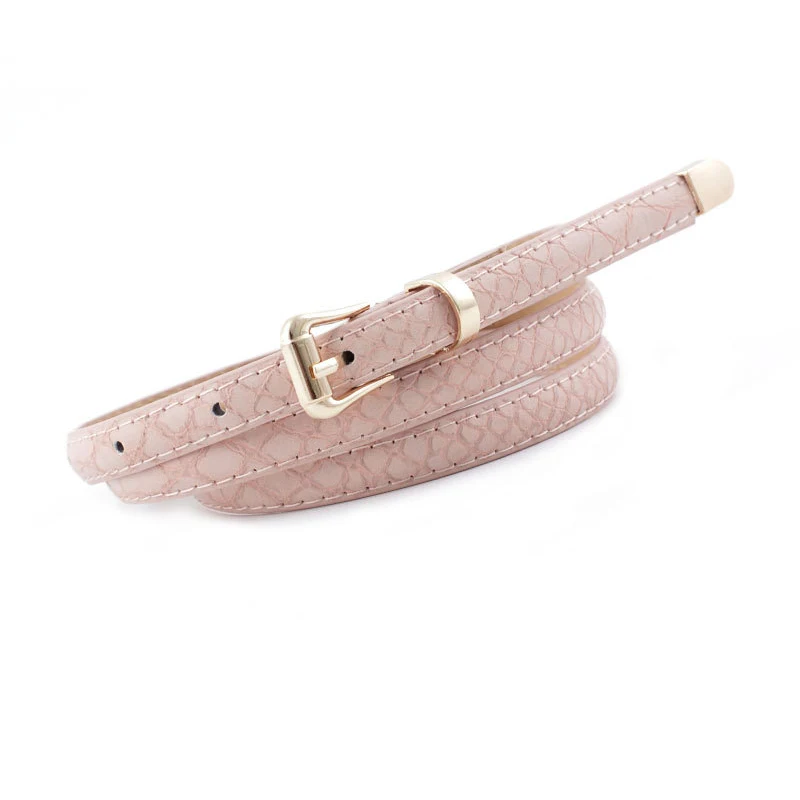 pink women belt Повседневный женский ремень из искусственной кожи с золотой металлической пряжкой, пояс для девочек, женский тонкий ремень, модные аксессуары - Цвет: pink women belt