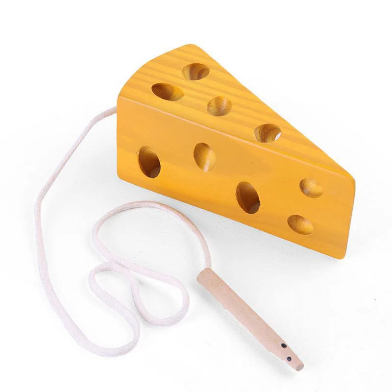 

Wooden Education Baby Kindergarten Mouse Thread Cheese Plaything Early Learning Education game Montessori Teaching Aids Math Toy