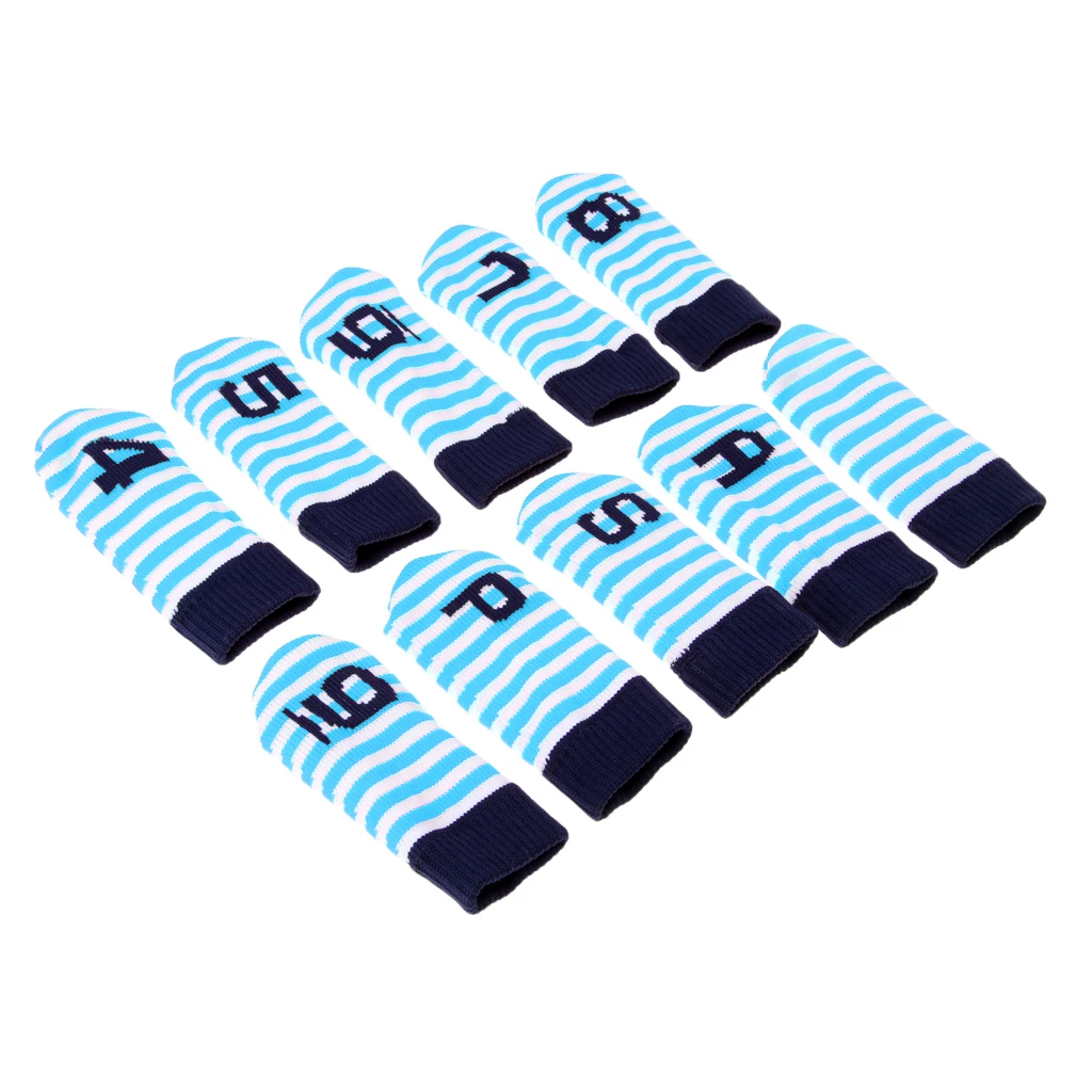 10 Pieces Durable Knitted Velvet Golf Iron Head Covers Set Club Putter Headcover Golf Accessories