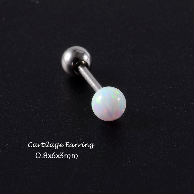 Surgical Steel Opal Stone Nose Stud Septum Clicker Rings Lip Ear Tragus Cartilage Helix Lobe Earrings Piercing Body Jewelry