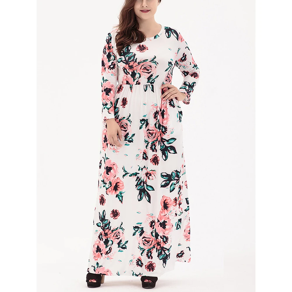 Плюс Размеры платье женские 5XL 6XL Костюмы 2018 Весна Повседневное с цветочным принтом длинными vestidos большой Размеры модные макси Одежда