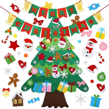

DIY Felt Christmas Tree New Year Artificial Tree Wall Hanging Ornaments Kids Gifts Toys Xmas Decoration for Home