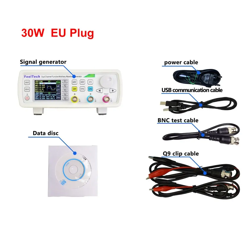 

30MHZ Digital Control Dual-channel DDS Function Signal Generator Frequency Meter Arbitrary EU