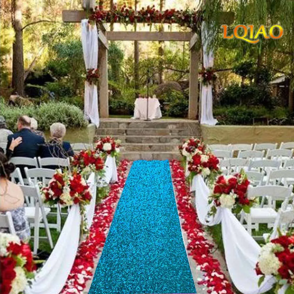 Turquoise Sequin Aisle Runner 001