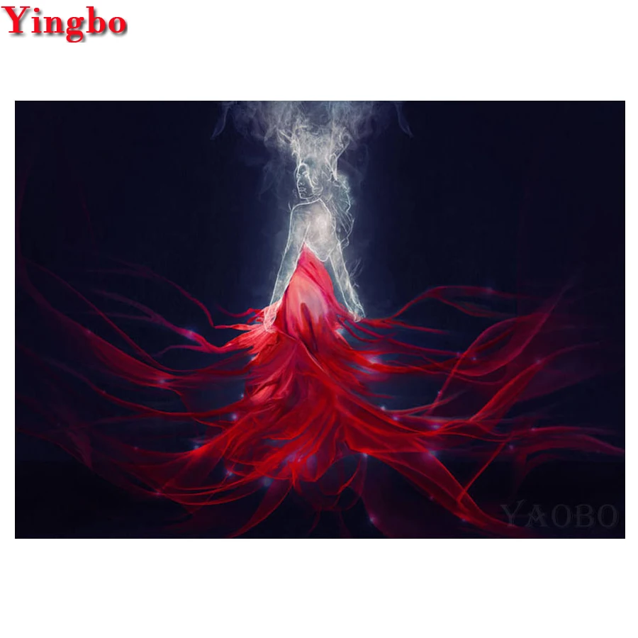 5D diy Diamond Painting Cross Stitch Full Embroidery Abstract red skirt woman 3D Mosaic pictures Crafts Gift | Дом и сад
