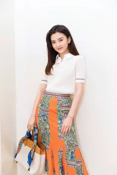 

19 Summer Song Zuer Qin Lan Lapel Hollow Out Joker Short Sleeve Knitting Shirt 91022