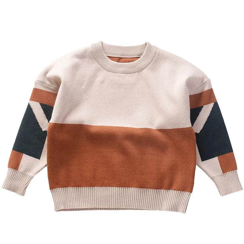 cotton spliced color boys sweaters warm kids winter knitted wear elegant pullover children's clothing winter fall