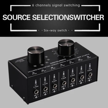 

6-Way Audio Switcher Stereo Audio Selector Switch 3.5mm Speaker Splitter