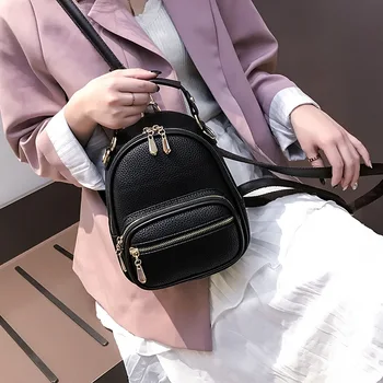 

2020 new women's backpack mini cute backpack fashion ladies zipper backpack double zipper anti-theft bag
