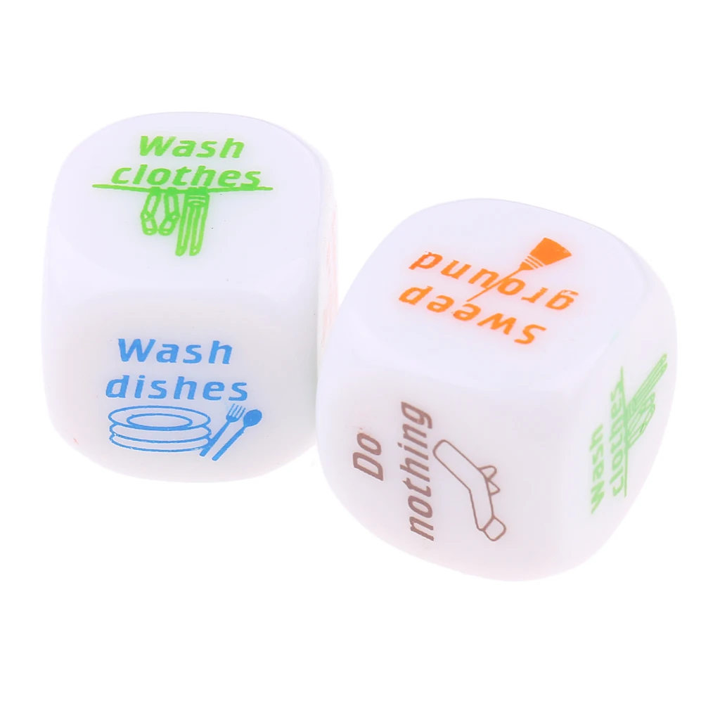 2Pc Six Sided Acrylic D6 Dice Dies for Family Housework Distribution Decider