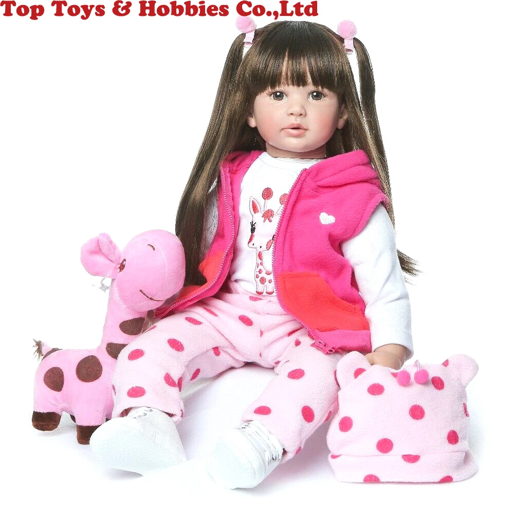60 см силиконовые куклы реборн мягкий тело девочка кукла винил Новорожденные куклы Brinquedos Bebe Reborn посаженные длинные волосы силиконовый подарок