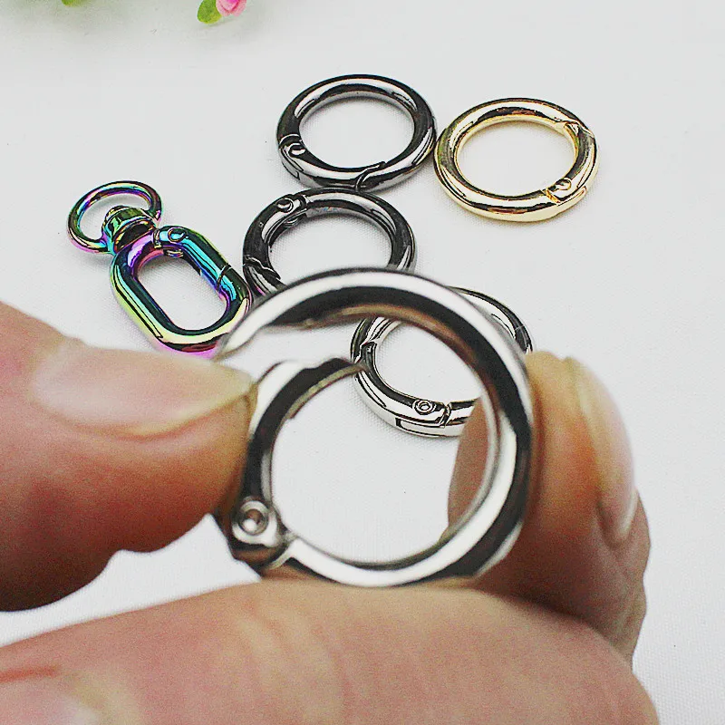 Metal Spring Gate O Ring Openable Keyring Bag Belt Strap Buckle Snap Clasp Clips 
